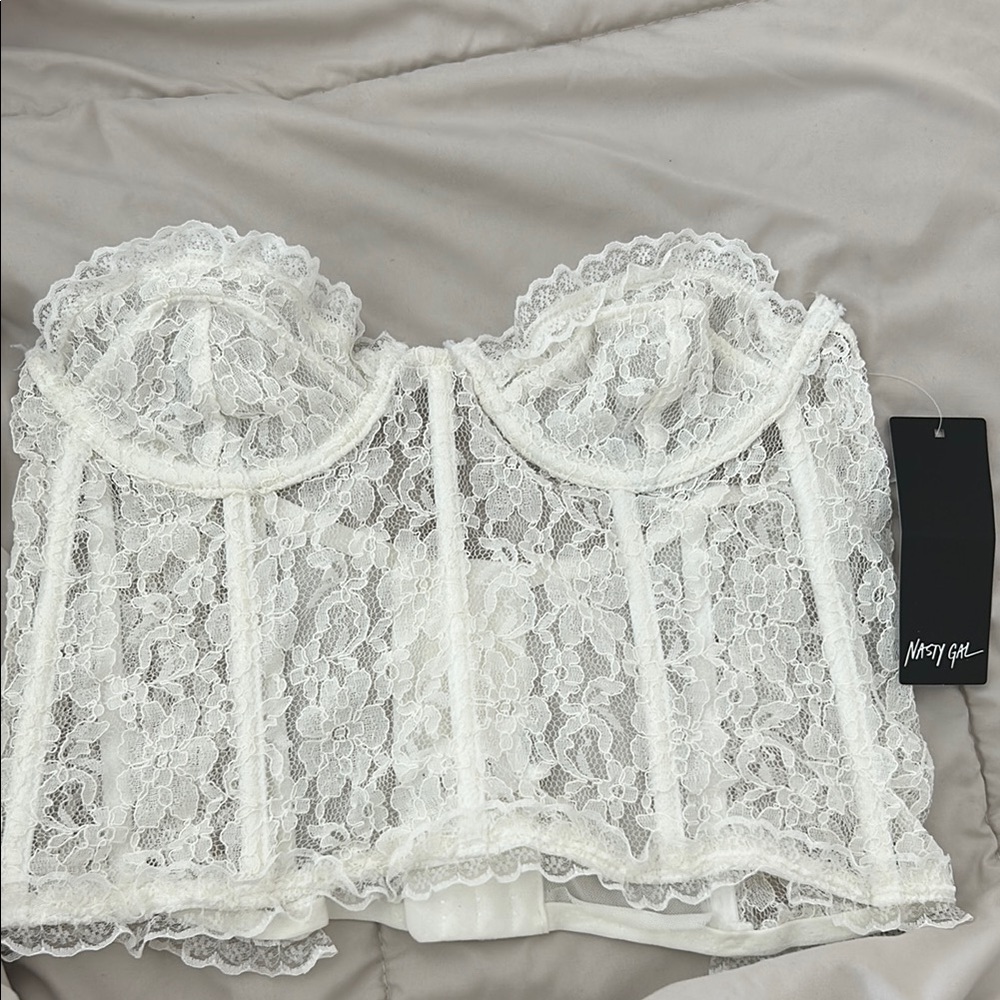 Nasty Gal White Lace Bustier NWT